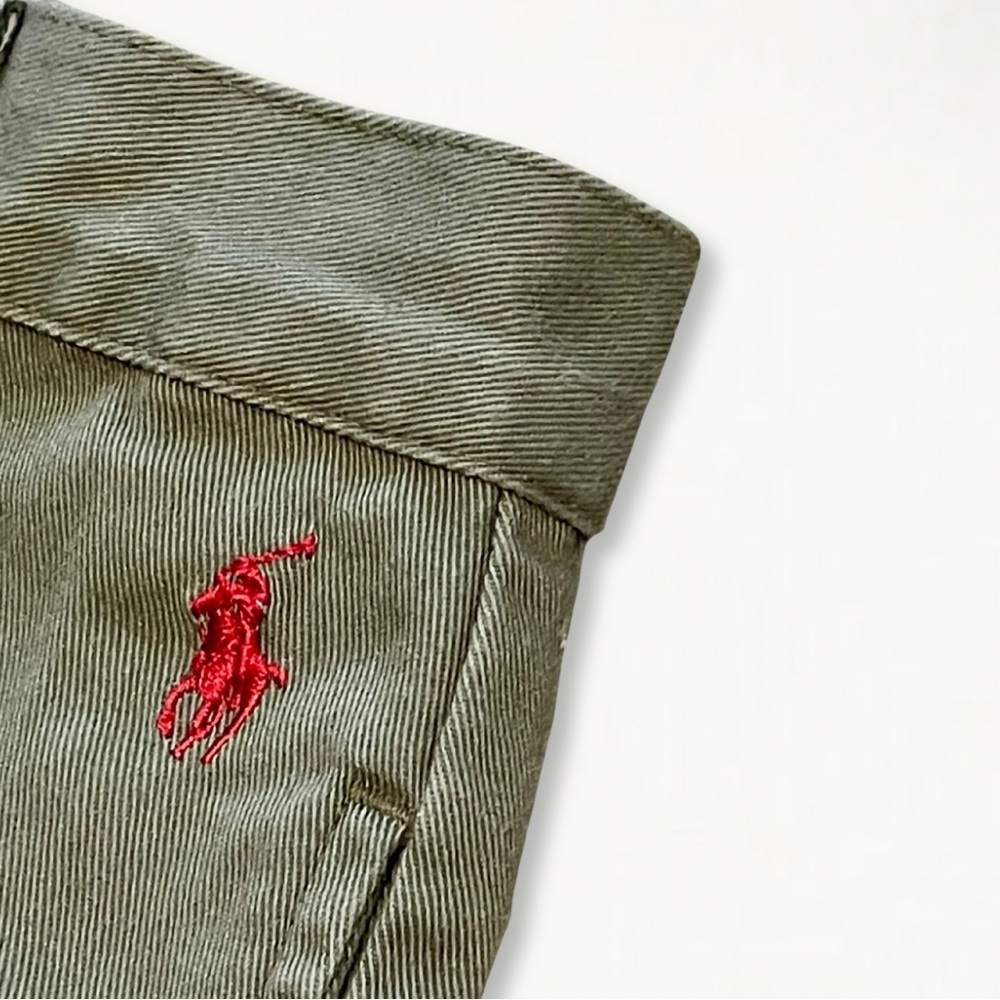 Vintage 1990s 90s Ralph Lauren Sport Cotton High-Waisted Chino Short Olive Green - Picture 5 of 12